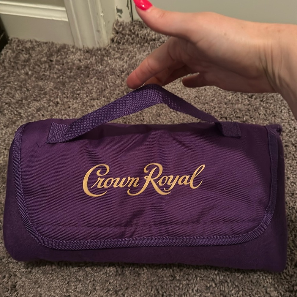 Purple crown royal Traveling blanket rolls up and could be used as a pillow new